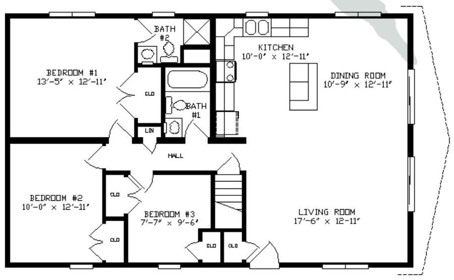 Timberlake I 1232 Square Foot Chalet Floor Plan